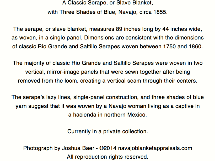 blue serape slave navajo blanket